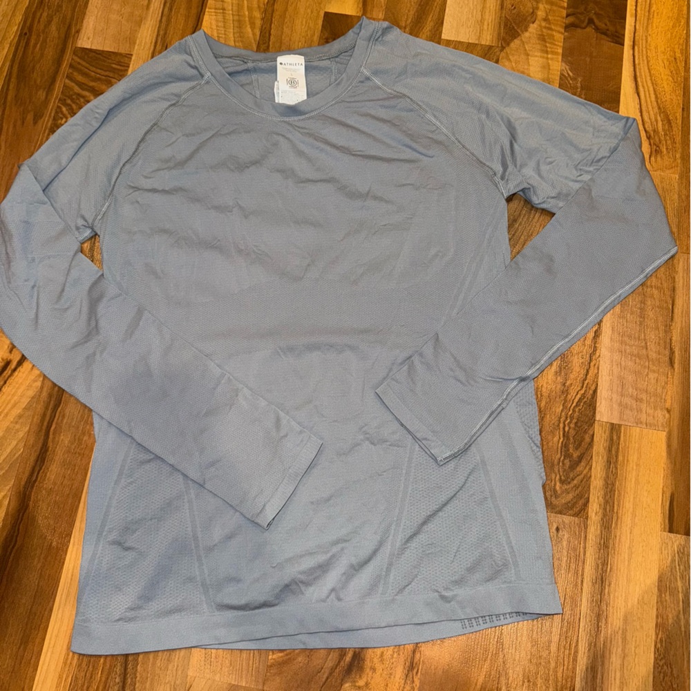Athleta 54023 long sleeve grey under layer top size large compression‎ workout